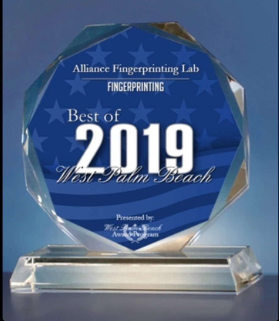 Alliancefingerprinting 2019 AWARDED BEST IN WEST PALM BEACH​